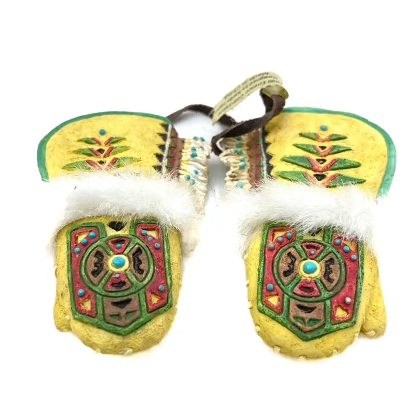Southwest Style Mitten Ornaments with Fur Friends of the Feather Vintage Collectible