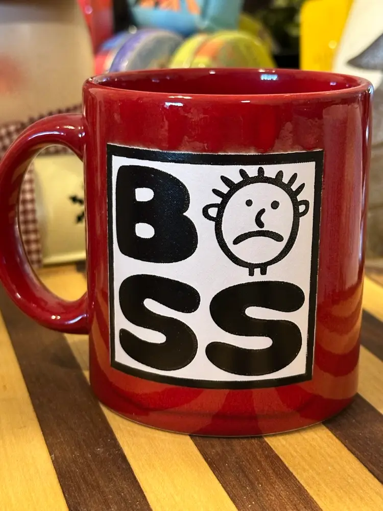 Rare Waechtersbach Germany Red Happy or Mad Boss Coffee Mug Vintage