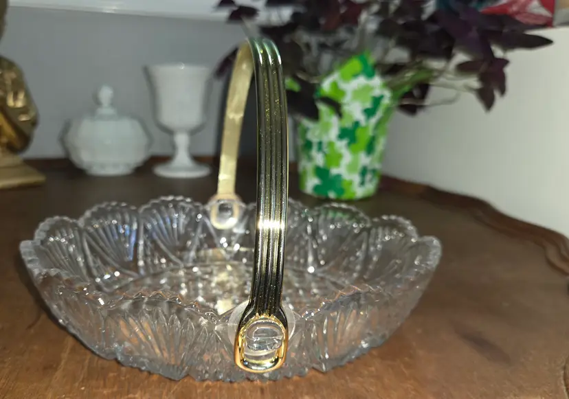 Gold handle Mikasa glass dish