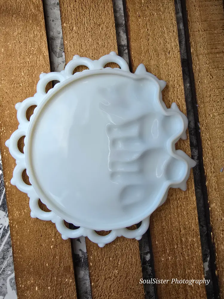 1950 Westmoreland Cat Milk Glass Plate-Translucent Milk Glass Three Kitten Plate, Open Lace Edge-Collector Plate-MCM Glass