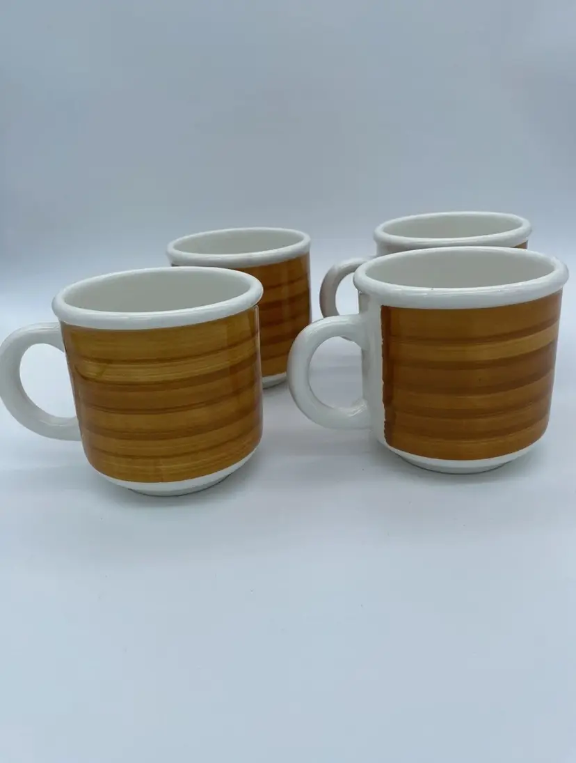 Vintage Set of 4 - Furio Orange Shade Coffee Mugs Made In Italy