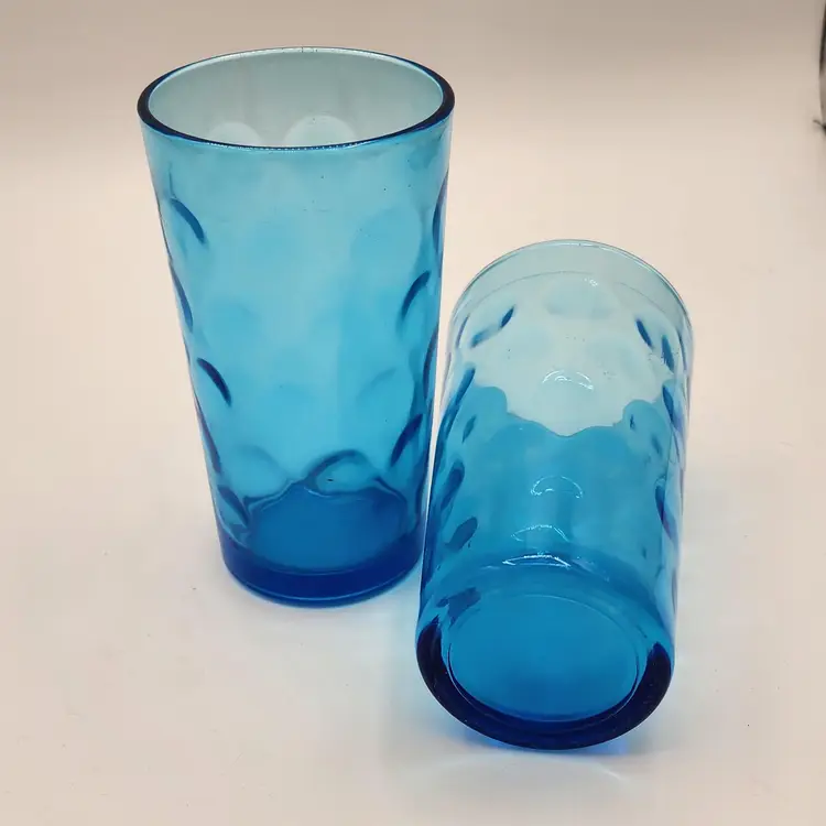Blue Aqua Optic Dot Thumbprint Glasses - 2 total