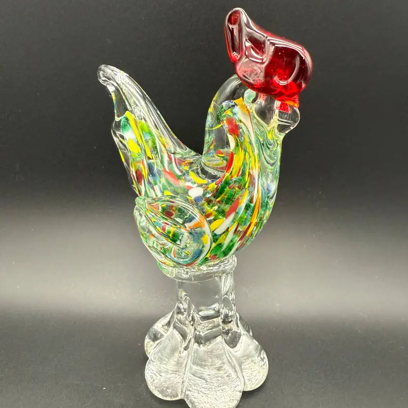 Blown Art Glass Rooster 6.5"