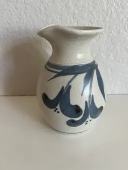 Vintage Hand Painted Ceramic Vase Pitcher Emerson Creek Pottery Botanical Design