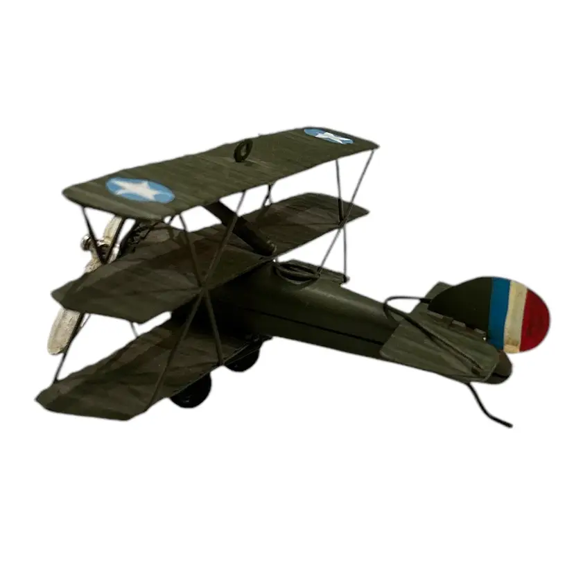 Dark Green Three Winged Military Airplane Hanging Ornament