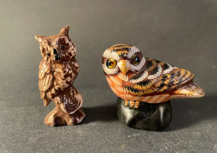 Two Small Ceramic Owls