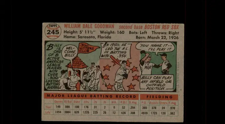 1956 Topps #245 Billy Goodman - (pk-tl2) - Boston Red Sox