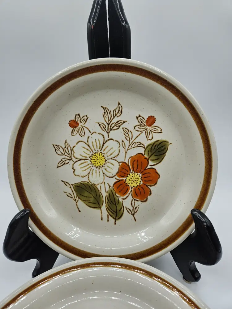 5 Vintage Old Brook Collection Stoneware 7.5" Salad Lunch Plates, Japan