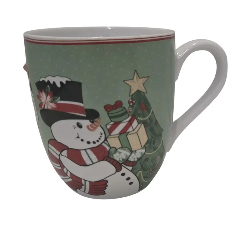 Fitz and Floyd Top Hat Frosty Snowman Here's to Holidays Filled with Joy Mug