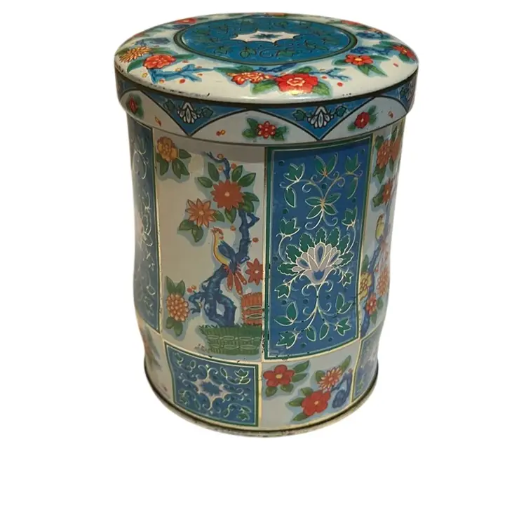 #01 - Vintage Daher Tea Tin Canister Metal Floral England