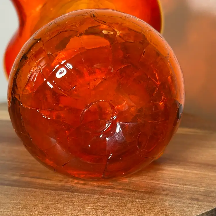 Vintage Amberina Crackle Glass Pitcher
