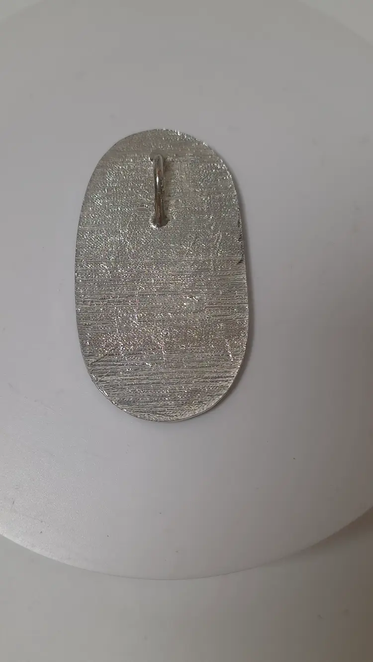 Vtg Art Deco Pendant Silver Rings Around Green Stone Fashion Statement Jewelry