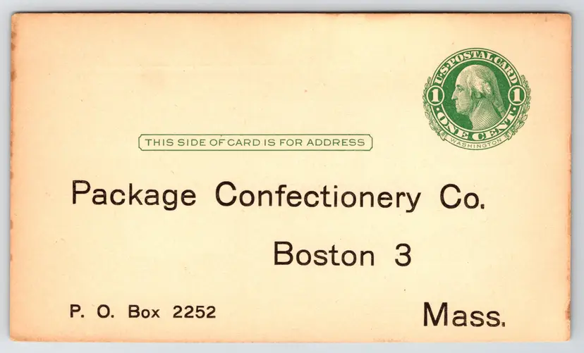 Postcard Package Confectionery Advertising Boston Massachusetts