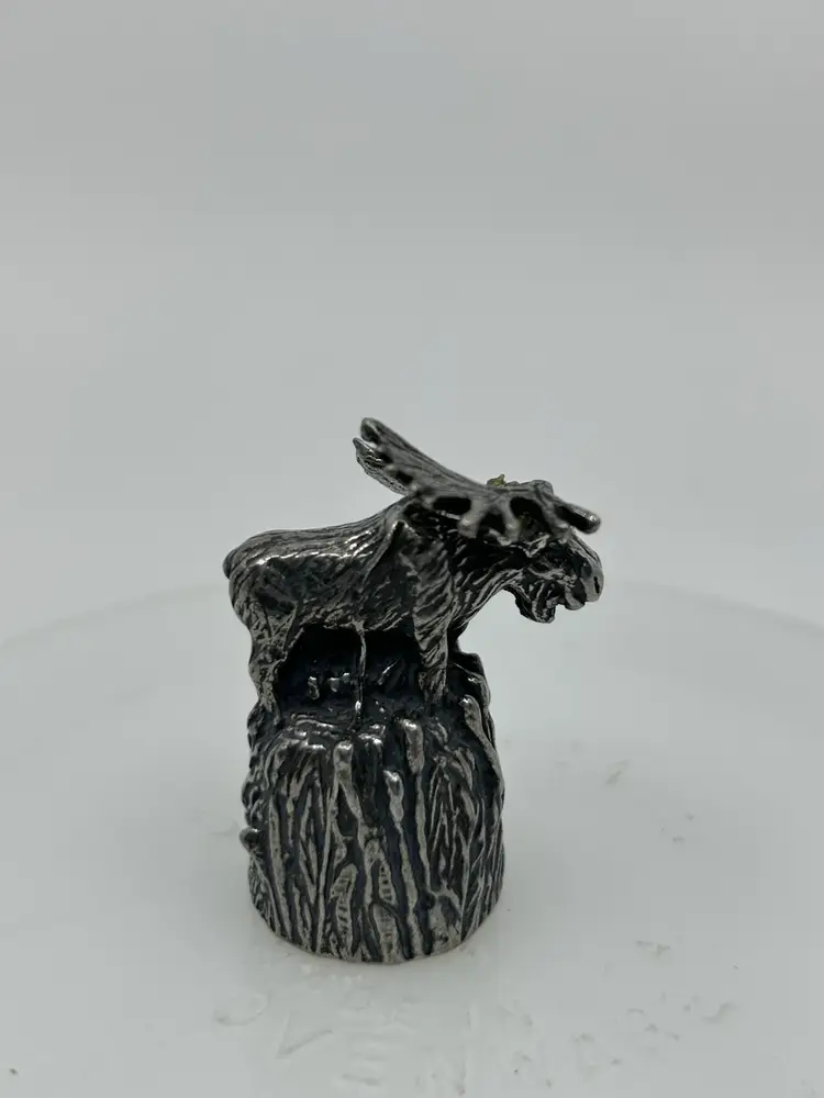 Miniature Handcrafted Pewter Moose Figurine