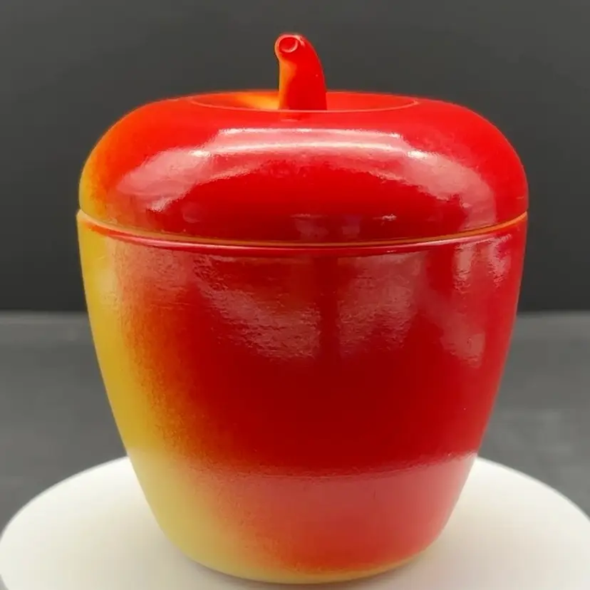 Hazel Atlas Milk Glass Apple Jam Jar w/ Lid | Vintage | Beautiful Condition