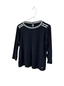 044. Anne Klein Sport Black 3/4 Sleeve Size Large