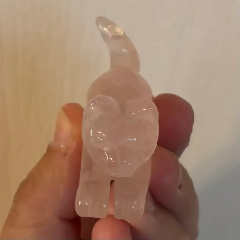 Vintage Rose Quartz Miniature Cat