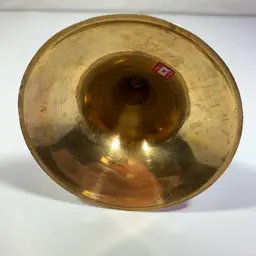 Vintage Solid Brass Horn Trumpet Tapered Candlestick Holder Mid-Century 1970S