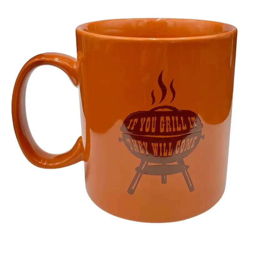 Life Is Good "If You Grill It They Will Come" Ceramic Coffee Mug, Orange/Brown