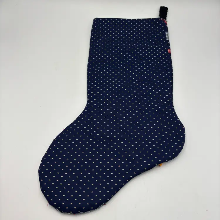 Vintage Christmas Stocking Quilted Patchwork Red Cat Heart Applique