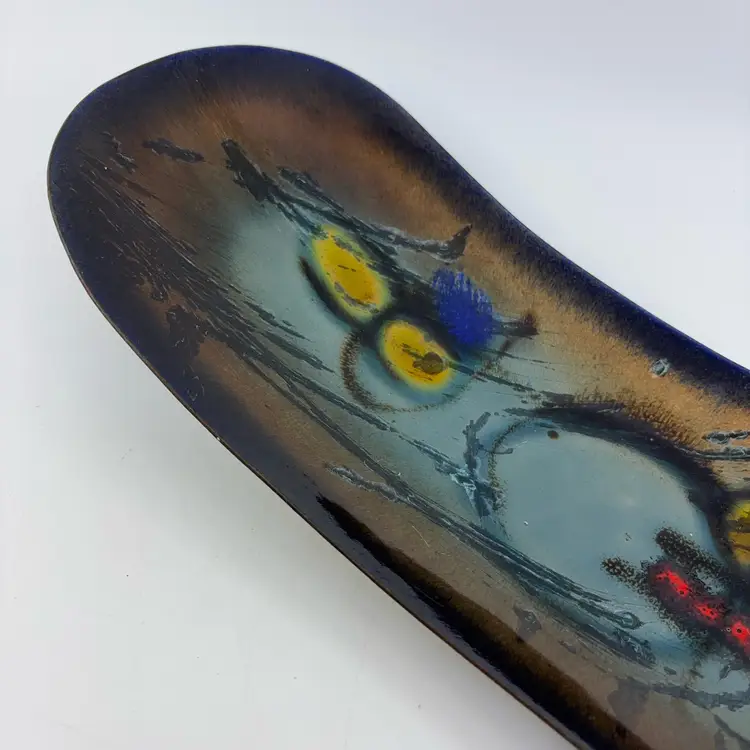 Mid Century Studio Laurana Italy Copper Enameled Oblong Dish 13.75”