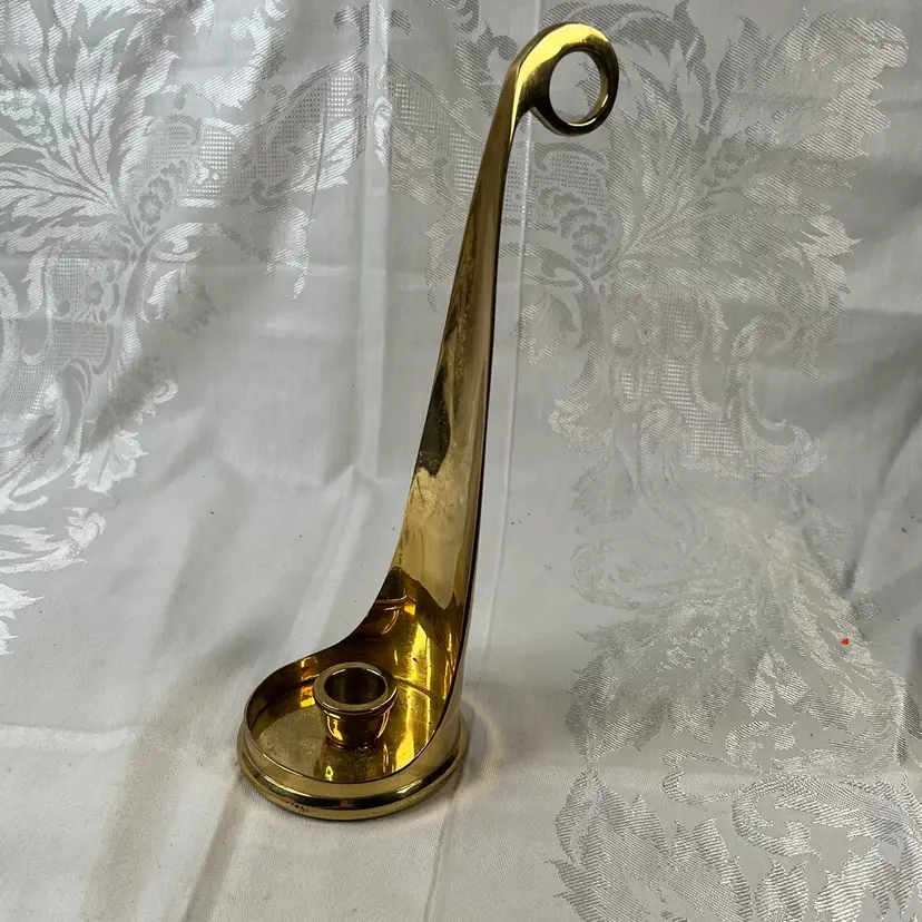 #01 Art Deco Style Solid Lacquered Brass Party Lite Table Top Candlestick Holder 10.5" X 3.5"