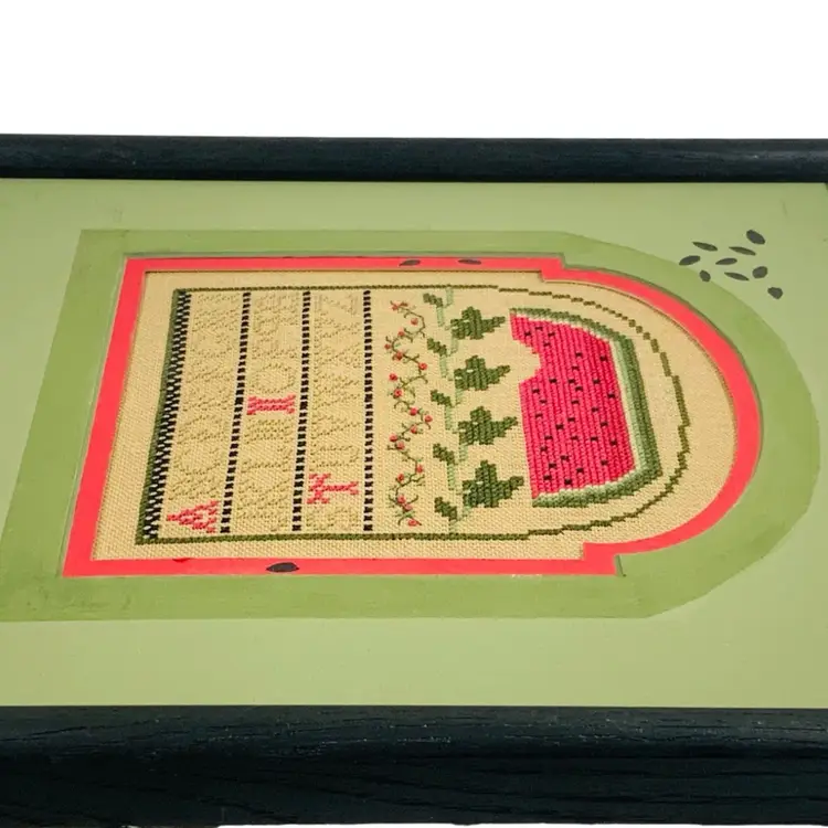 Vintage Needlepoint Cross-stitch Sampler Professionally Framed