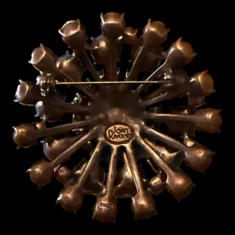 Joan Rivers Domed AB Rhinestone Brooch 2”