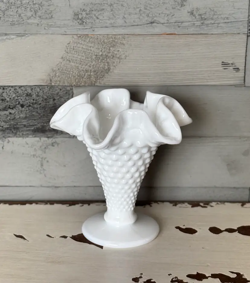 Fenton Hobnail Milk Glass Vase