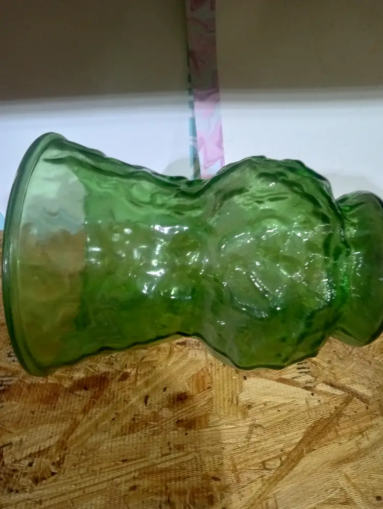 Vintage Green Pressed Glass Cups / Small Vases (Set of 2)