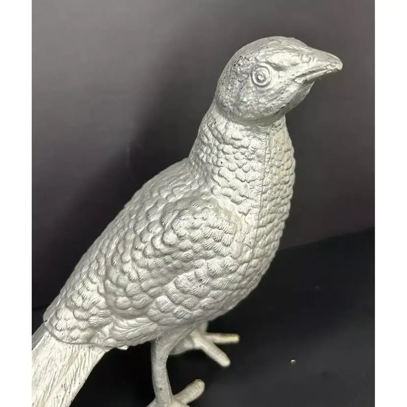 Vintage Jennings Brothers Antique Silver Metal Pheasant Bird Sculpture