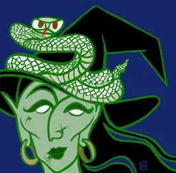 MADE BY ME: 8x8 Archival Print Of My Digital Artwork- “Snake Familiar” With And Snake. Halloween Or Every Day Wall Art. Great For Gallery Wall. Created On My iPad Using Procreate - Not AI.