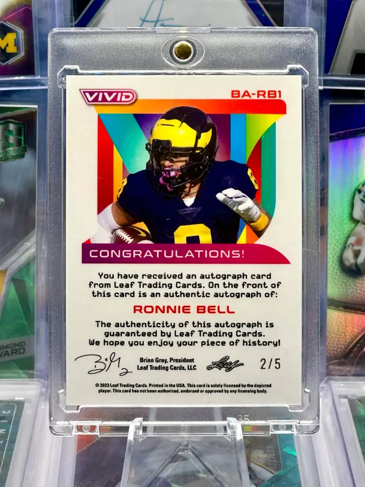 Ronnie Bell 2023 Leaf Rookie /5 AUTO Autograph Cracked Ice Prizm Michigan Wolverines