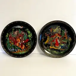 Lot of 2 Vtg. Bradex Russian Legends 7.7" Collector Plates with Org. box & COA