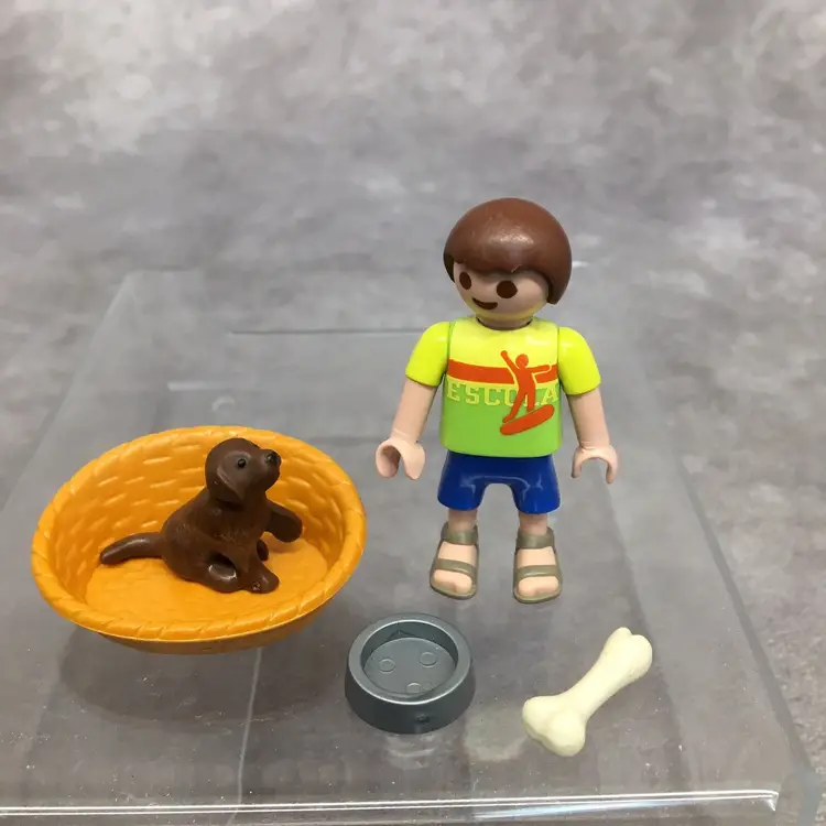 Playmobil Little Boy w/ Puppy in Basket