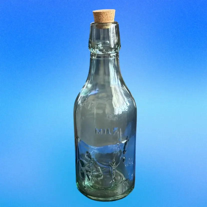 Old Thick Green Glass Milk Bottle