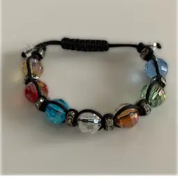 Vintage Handmade Faceted Crystal Bead Bracelet with Adjustable Size