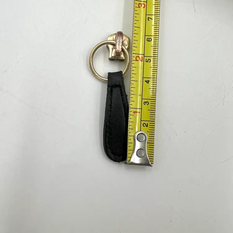 Vintage Coach  Replacement Brass Ring & Black Leather Zipper Puller and Head