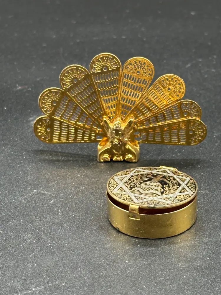 Enamel Pill Box From Spain And Peacock