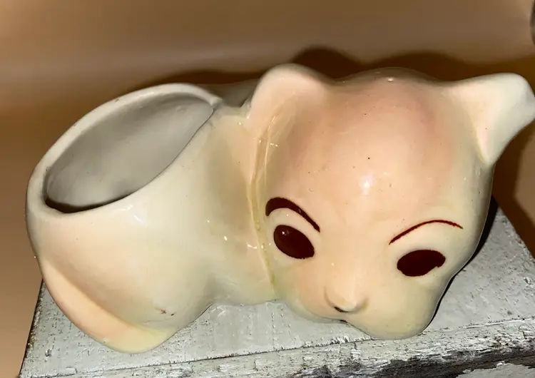 Vintage Sleepy Little Puppy Dog Planter Possibly Shawnee Pottery