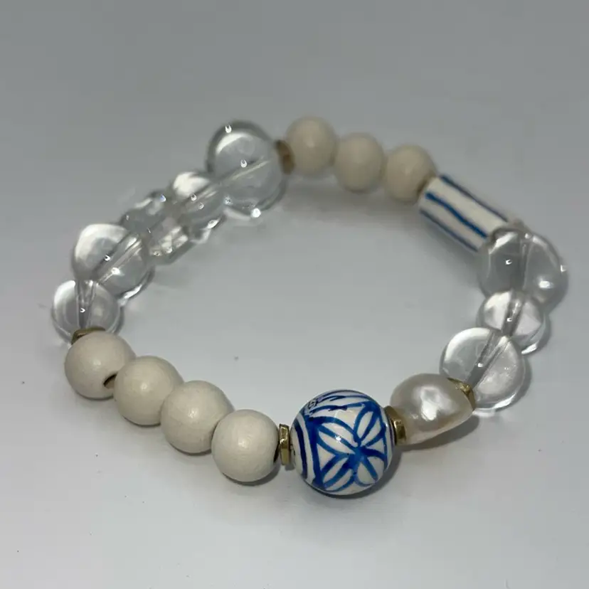 Bracelet Stretch, Glass Beads Plastic Beads