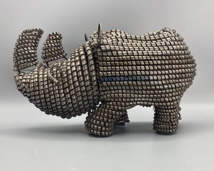 Recycled Metal Shavings Rhino Sculpture