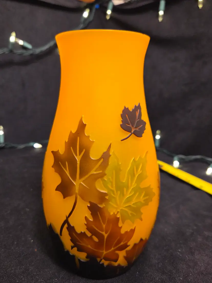 Fall maple leaf Cameo vase in Emile Galle` style
