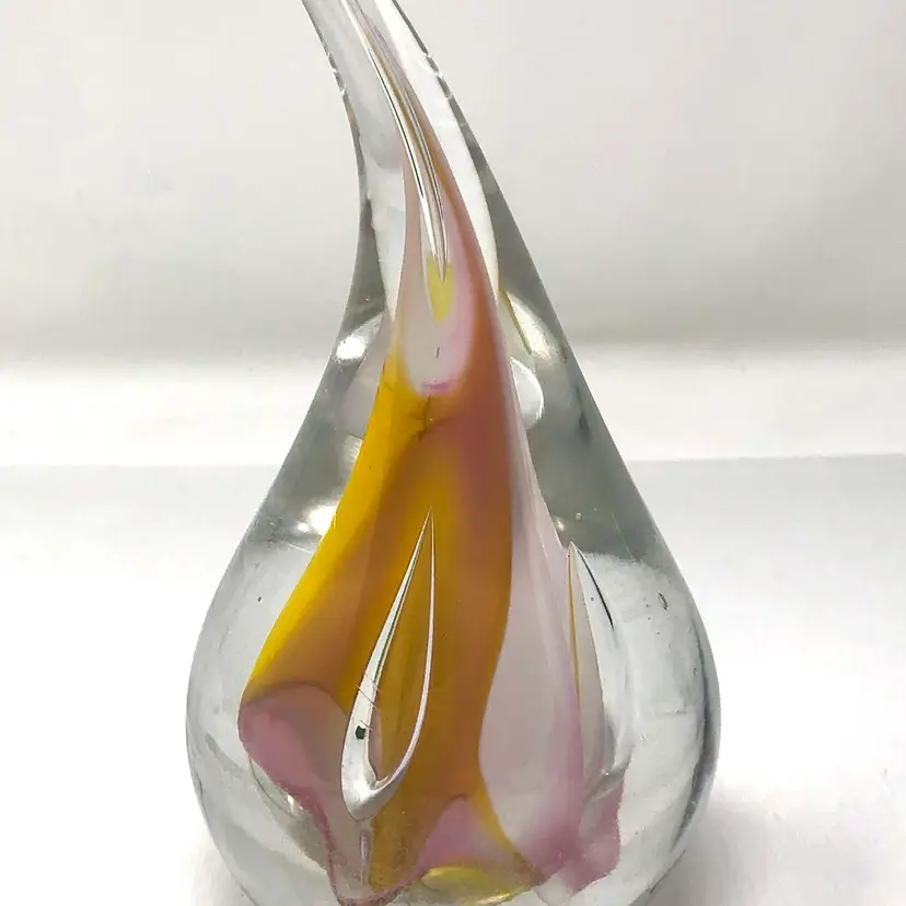 Adam Jablonski Polish Art Glass Hand Blown Teardrop Paperweight READ