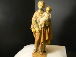 Vtg. Malsiner H. Statue of St. Joseph holding Jesus Christ child made in Italy