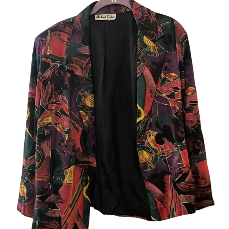 #01 - Blazer Vintage Multi Color Darker Print SZ M/L
