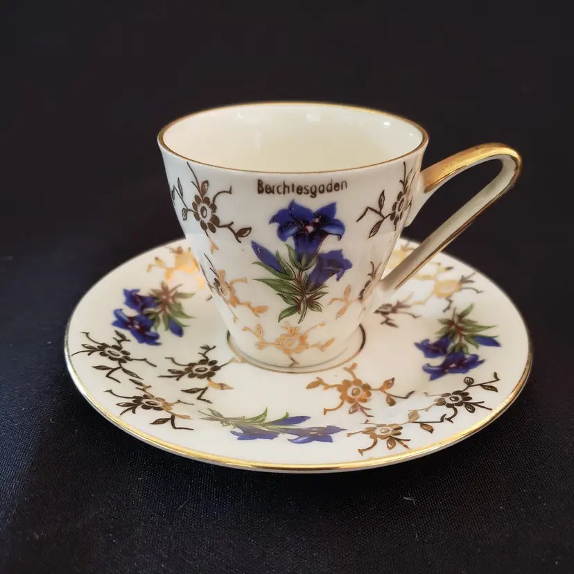 Demitasse Teacup Saucer Kronach OCA Bavaria Stuttgart Porcelain Ceramic Vintage