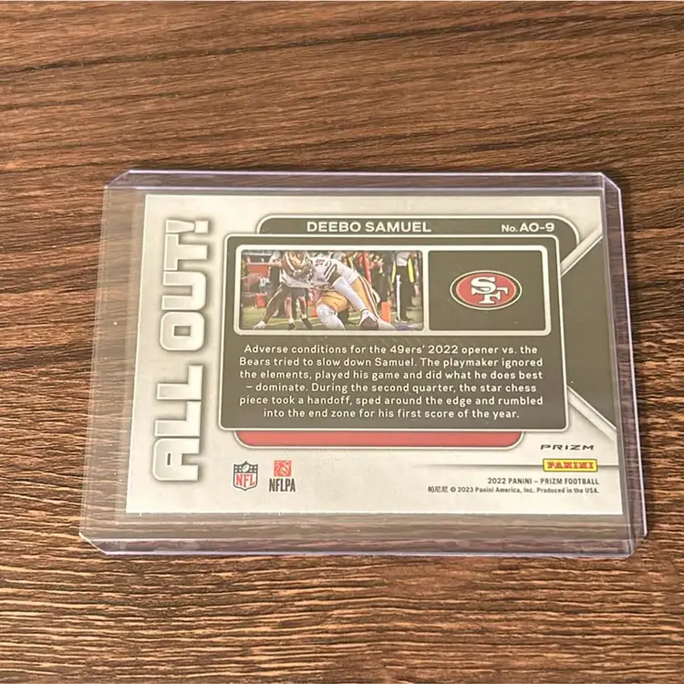 Deebo Samuel 2022 Silver Prizm All Out! Insert - San Francisco 49ers 