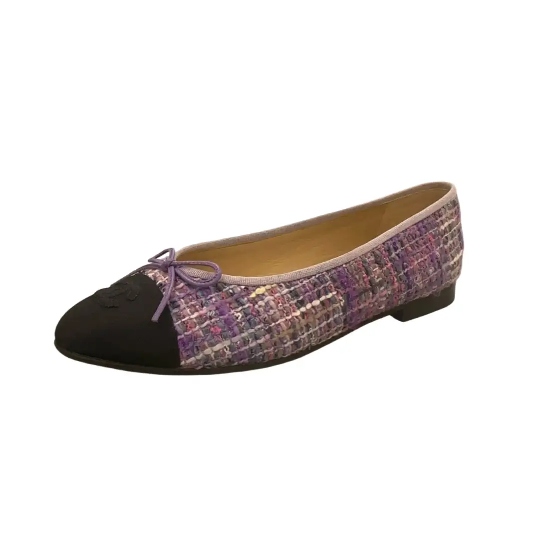 Chanel Purple Tweed Ballet Flats SZ 39