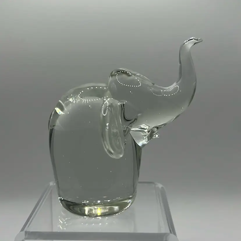 Clear Glass Elephant Paperweight